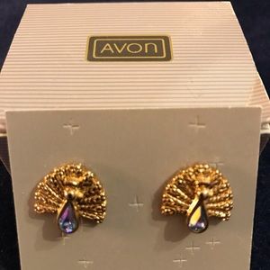 AVON 1991 Pretty Peacock Pierced Earrings NIB